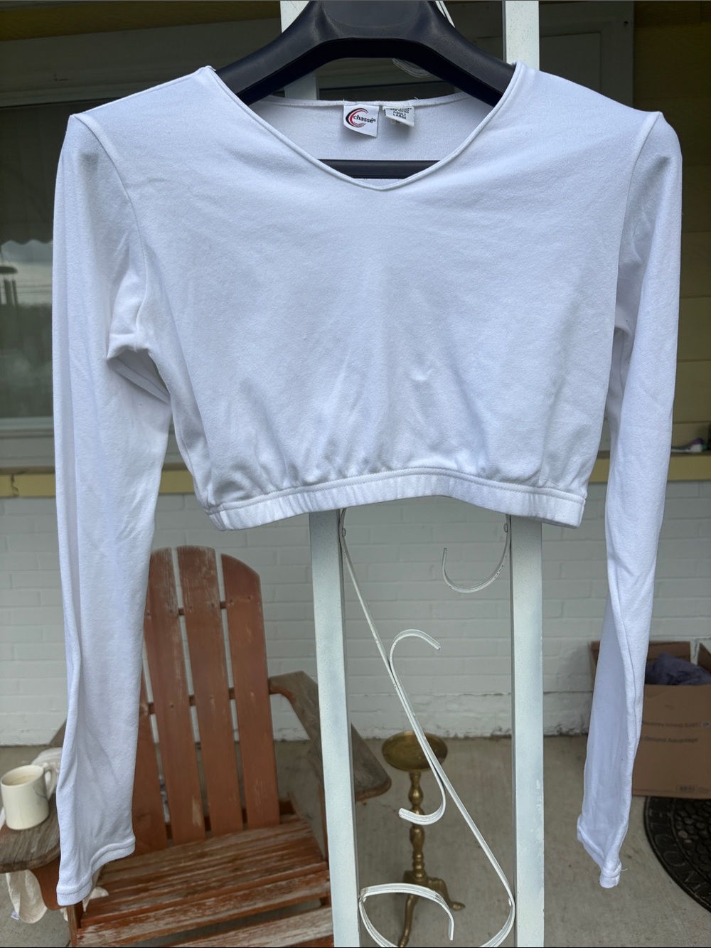 White Long-Sleeve Cropped Top by Danskin